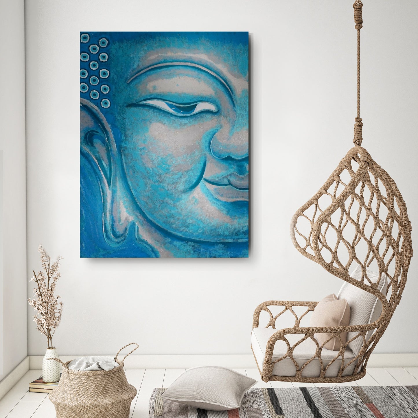 Buddha - Dimensions: 75 X 100 X 3 cm stretched on Canvas (2 pieces)