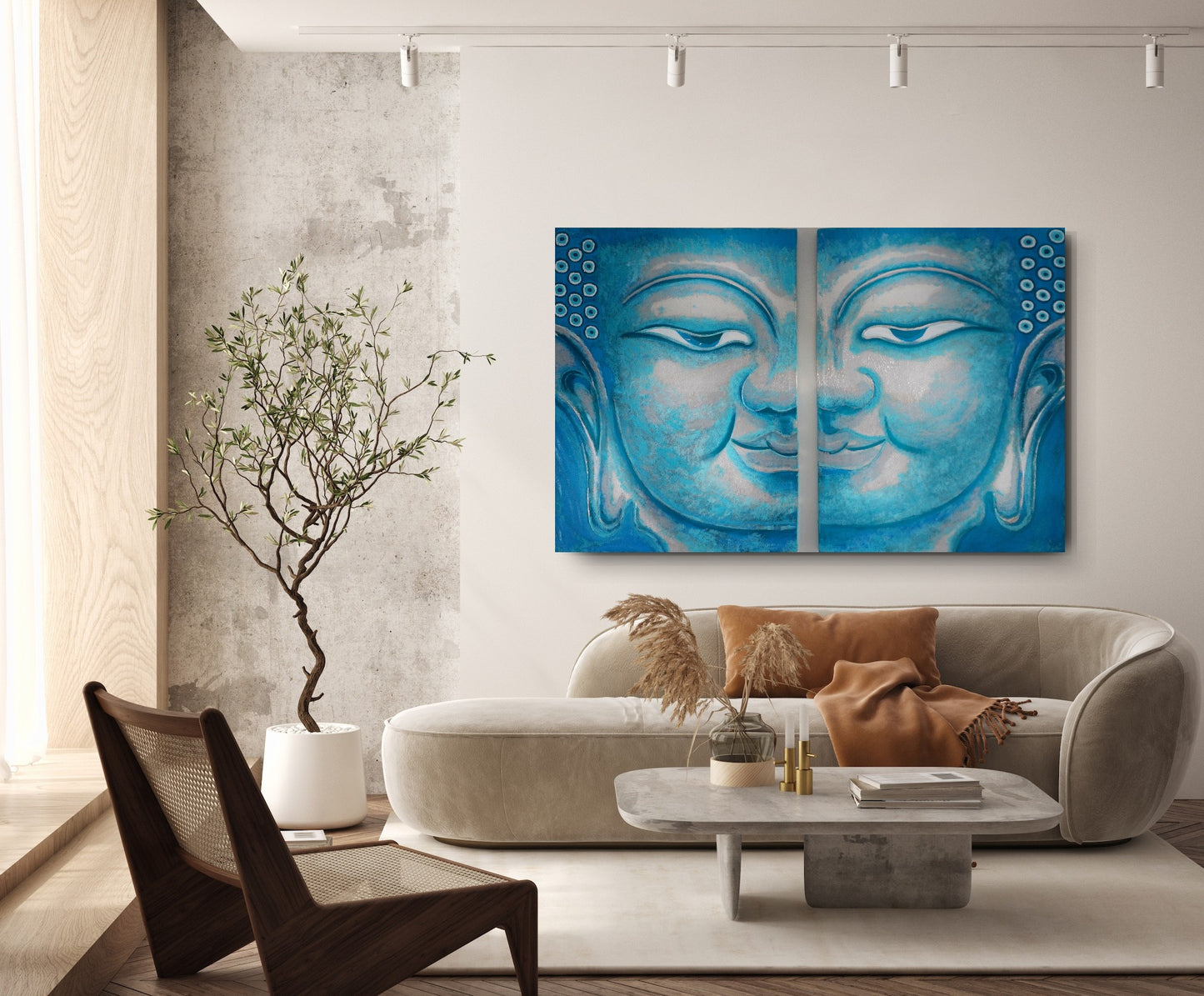 Buddha - Dimensions: 75 X 100 X 3 cm stretched on Canvas (2 pieces)
