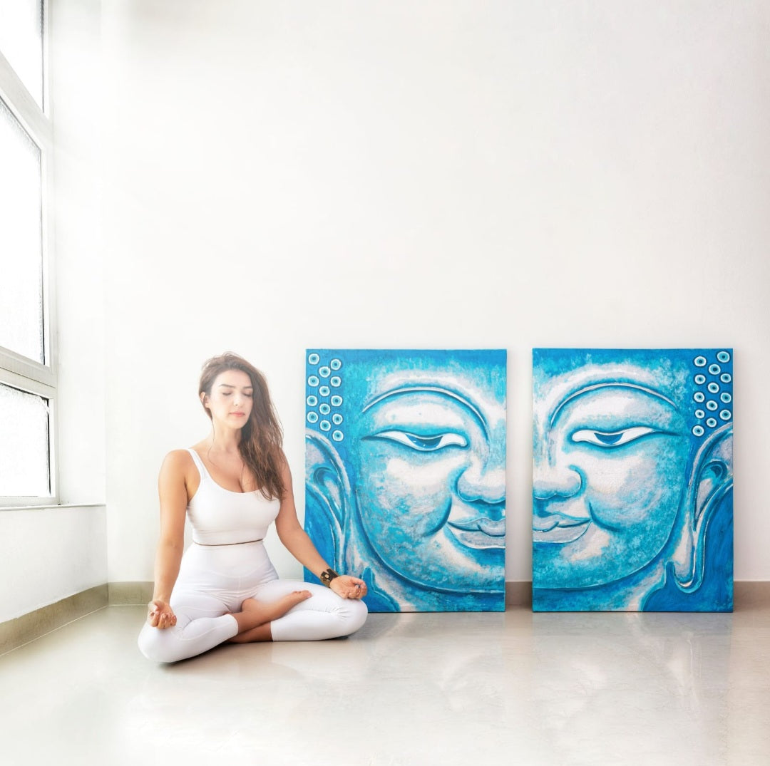 Buddha - Dimensions: 75 X 100 X 3 cm stretched on Canvas (2 pieces)
